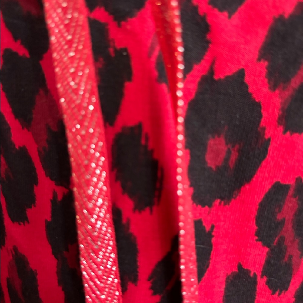 Chico's Vibrant Red and Black Animal Print Hoodie - Picture 3 of 6